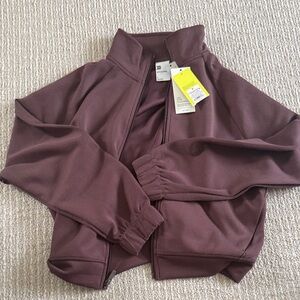 all in motion Ribbed Half-Zip Bomber Jacket in Mauve